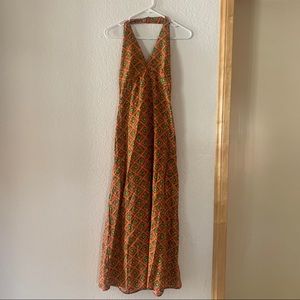 70’s Style Vintage Halter Maxi Dress